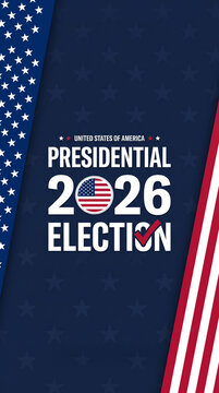 Usa election midterm campaign presidential voting patriotic poster background. us united america vote ballot 2026. government politic democracy candidate, patriotic banner