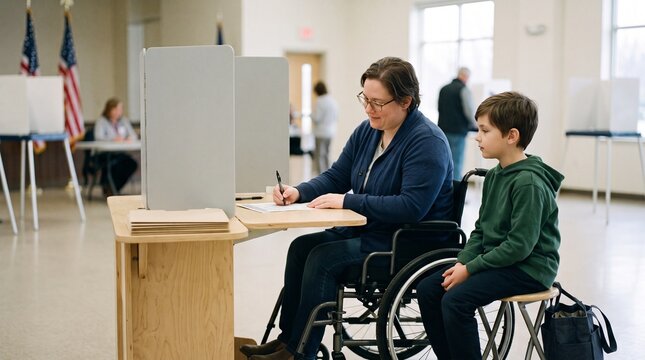Accessible voting booth supports family election participation