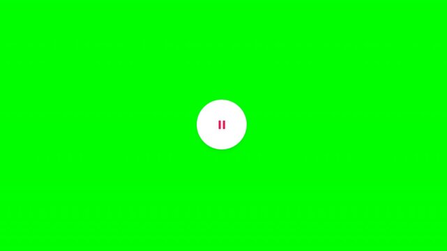 Video media play and pause button popup on green screen