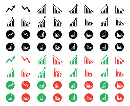 Arrow graph chart upward downward trends icons