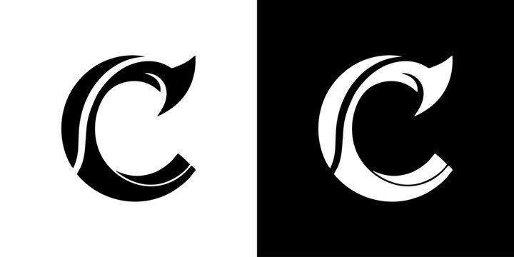 Letter C modern monogram logo design with stylized curve and wave element for dynamic branding