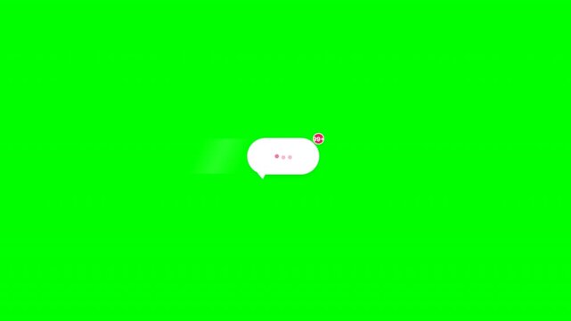 Chat message comment bubble pop animation on green screen