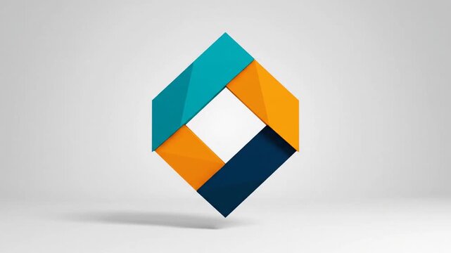 Dynamic 3d geometric logo animation forming a square symbol