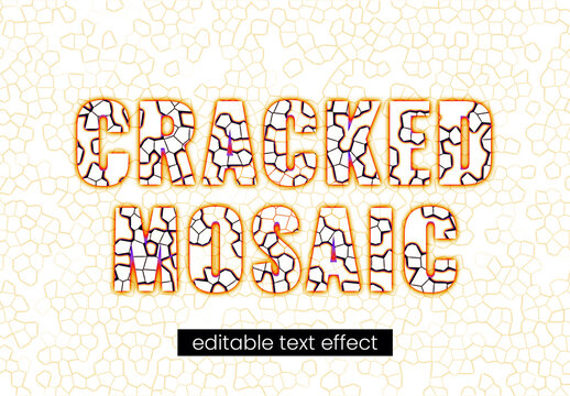 Cracked Mosaic Texture Editable Text Effect