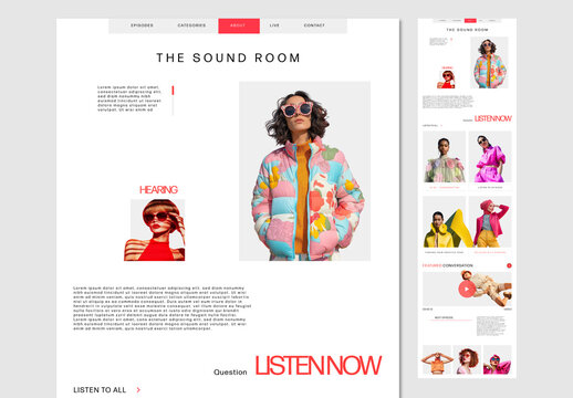 Modern Fashion Podcast Website Landing Page with Creative Design