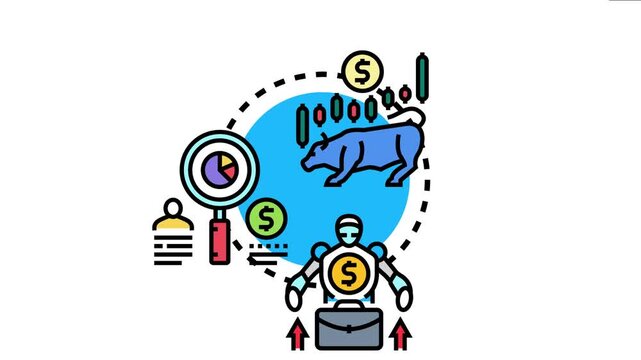 Investment portfolio management concept depicting financial market analysis. Stock trading. And the utilization of artificial intelligence for strategic fund allocation and profit growth