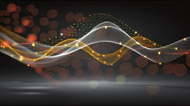 Abstract black background with Colorful circle lines. Digital future technology . Abstract business connection of lines from nodes innovation of communication in the network.