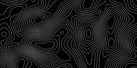 Fototapeta premium black abstract topographic map with white contour lines design element for modern and minimal graphic design. 