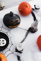 Fototapeta premium Vibrant Halloween decorations create a spooky atmosphere for autumn celebrations