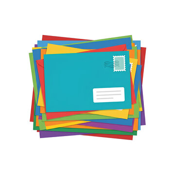 Colorful Pile of Envelopes in Various Bright Colors.