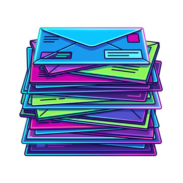 Colorful Stack of Envelopes and Files for Office Organization.