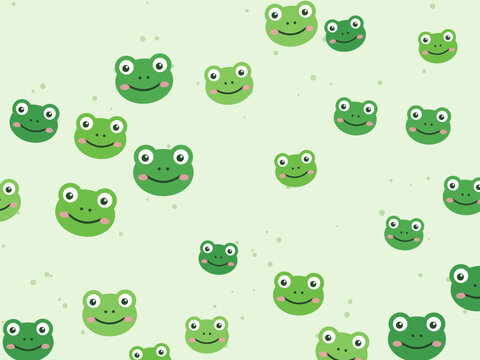 Cute Pond Frogs Whimsical Kids Background