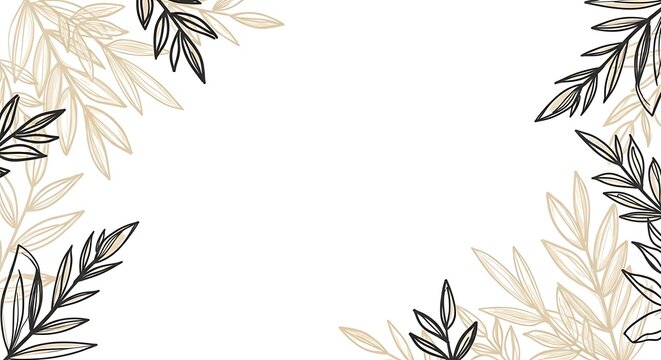 Natural foliage motifs create a graceful frame for artistic stationery projects where delicate ink lines intertwine with soft golden hues to offer a sophisticated aesthetic for your creative