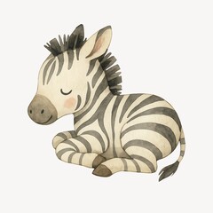 Naklejka premium Cute watercolor zebra illustration.