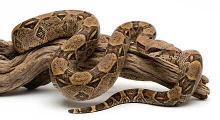 Naklejka premium Close-up A single Boa Constrictor resting peacefully isolated on white background for wildlife design projects