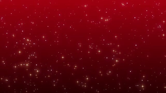 深紅のレッドグラデーション背景に黄金と白の星々がキラキラ輝き降り注ぐシームレスループ動画 / Deep red gradient background with sparkling falling stars, seamless loop video