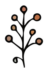 Naklejka premium Minimalistic abstract plant illustration with round shapes and black outline