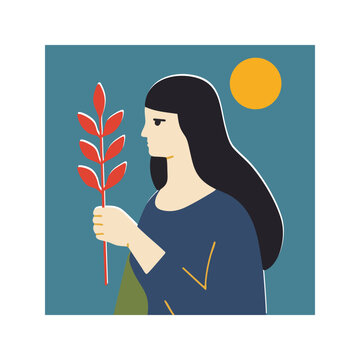 The Virgo zodiac sign in a vintage style. Vector illustration