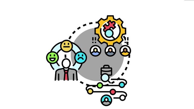 Candidate selection analytics concept showing a human resources specialist evaluating job applicants using data driven methods. Analyzing skills. Feedback