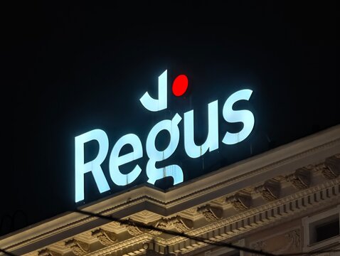 Helsinki, Finland-Nov.30th 2025: Regus company brand logo