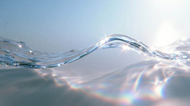 Clear Water Wave with Sunlight Reflection Background