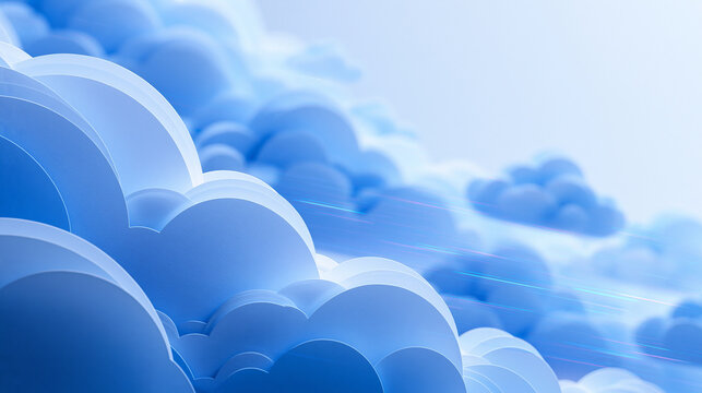 Abstract 3D Blue Clouds Background for Cloud Computing Concept