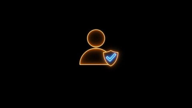 Neon-style authentication icon symbolizing identity verification, secure login, and user validation. Glowing futuristic design ideal for dark mode UI, cybersecurity apps, fintech platforms,