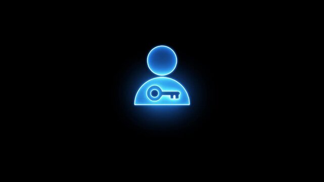 Neon-style access icon representing secure entry, user permissions, and system login. Glowing futuristic design ideal for dark mode UIs, cybersecurity apps, tech dashboards, and gaming