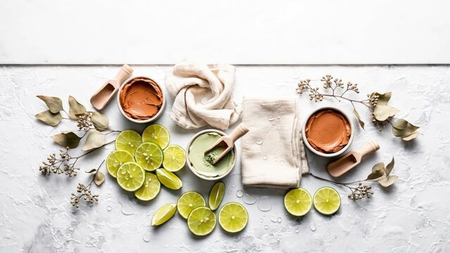 Natural Spa Ingredients and Organic Cosmetic Products Flat Lay