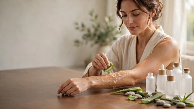 Woman Applying Natural Honey Mask for Skincare Routine