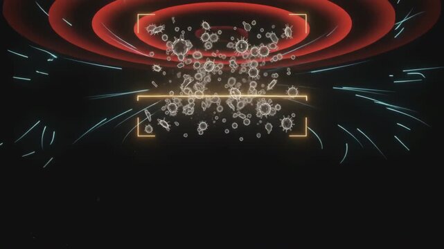 Medical virus infection alert overlay with red pulse hazard scanning screen