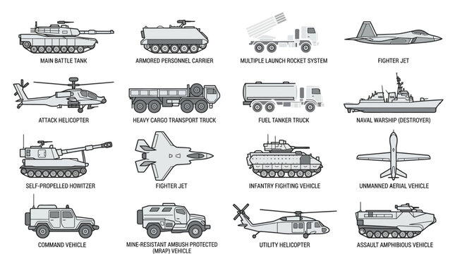 Military Vehicle Icon Set