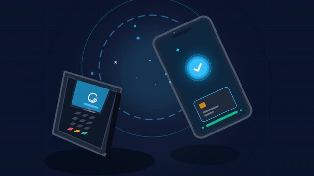 Close Up of Smartphone Using NFC Technology for Contactless Payment at Digital POS Terminal in Modern Retail Store Cashless Transaction Concept