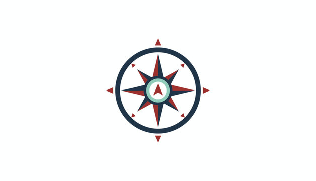 Navigation compass icon featuring cardinal directions and a center pointer isolated on a plain white background for travel design.