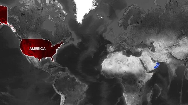 United States to Oman Strategic Long Range Air Operation and Strike Route Map Animation