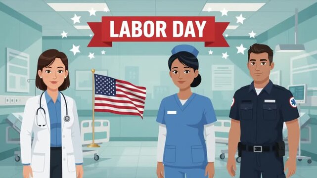 Labor Day Healthcare Workers USA Celebration Motion Graphic