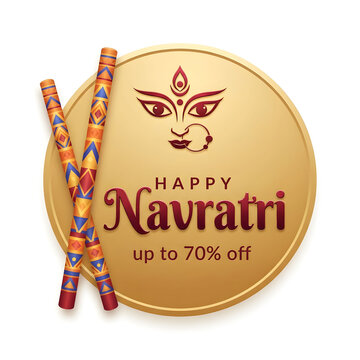India modern festival navratri dandiya and sale banner poster discount offer concept on background.