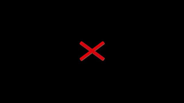 Hand-drawn red x mark circle animation, grunge style cross symbol overlay for editing