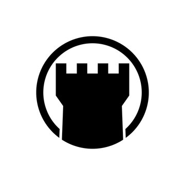 Castle tower sign icon isolated on white background