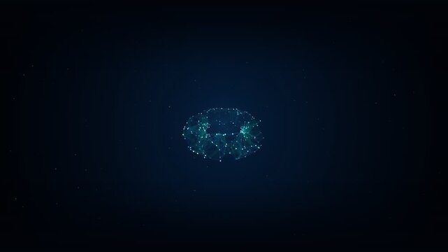 Digital Plexus Ring Network Background glowing teal wireframe torus mesh connection concept on dark space backdrop