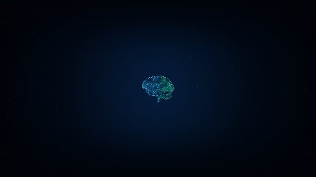Digital glowing human brain network glowing on dark background concept for neuroscience, machine learning, and futuristic technology infrastructure