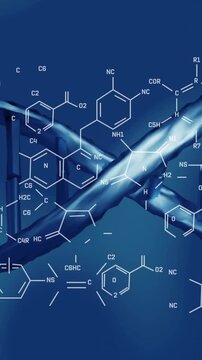 Animation of scientific data processing over dna strand spinning