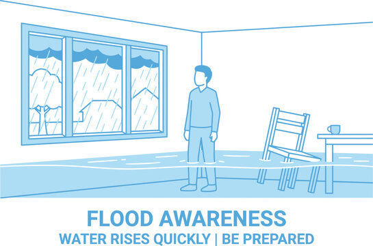 Man standing in a flooded room during a house flood