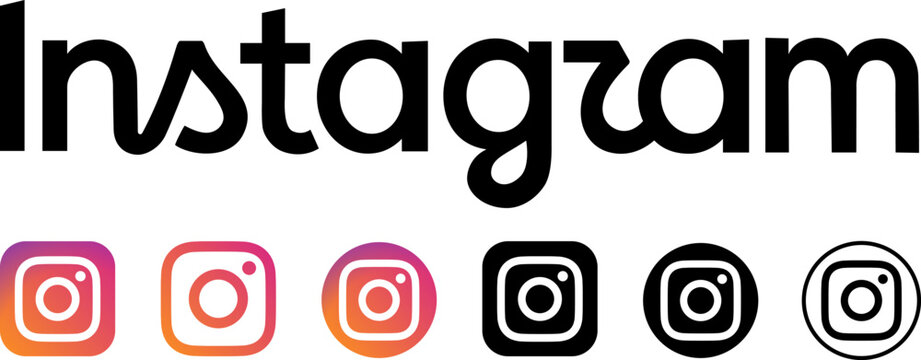 Instagram updated logo collection, Multiple social media icons, Fresh versatile brand asset set