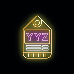 Fototapeta premium Yyz international airport code glowing as a neon luggage tag for travel concept