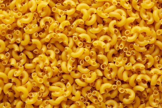 Dry Organic Elbow Macaroni Pasta top view.