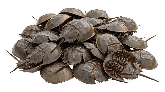 Pile of Horseshoe Crabs Isolated on Transparent Background