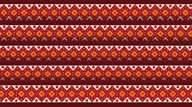 Hispanic Heritage Month Traditional Mexican Geometric Pattern Seamless Loop Background.