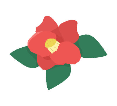 シンプルな赤い椿のイラスト