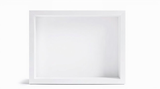 Empty white box frame isolated on clean background